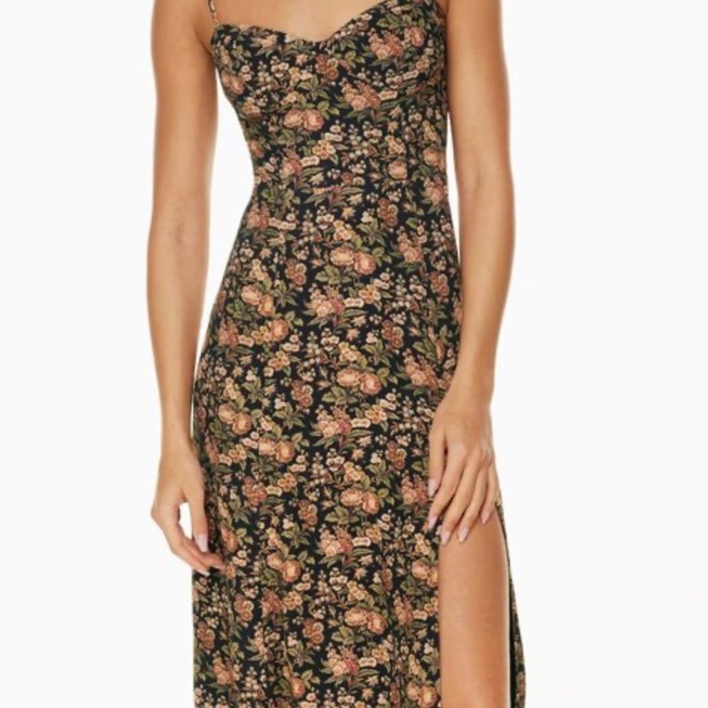 Aritzia Black Floral Midi Dress